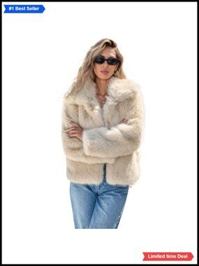 Faux Fur Coat Wide Notch Lapel Fluffy Furry Jacket